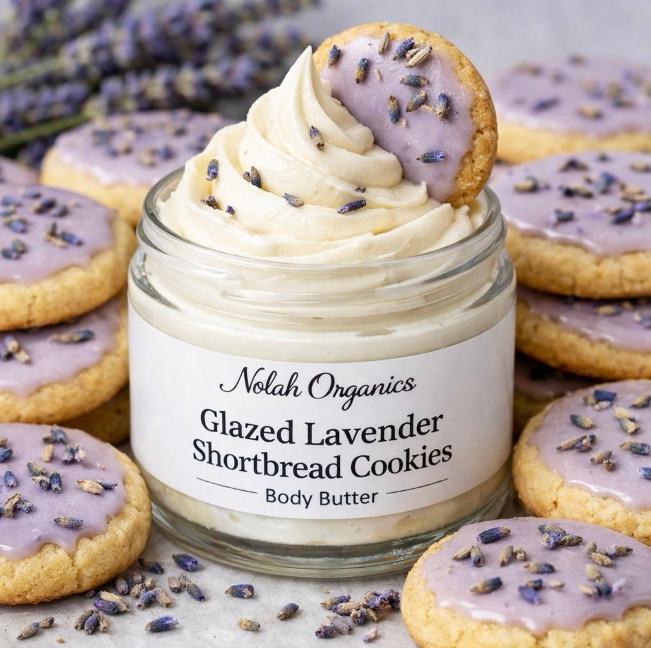 Glazed Lavender Shortbread Cookies