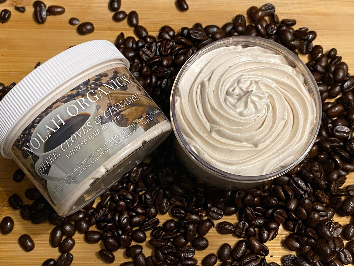 Coffee-infused shea hair butter for twists, braids and locs