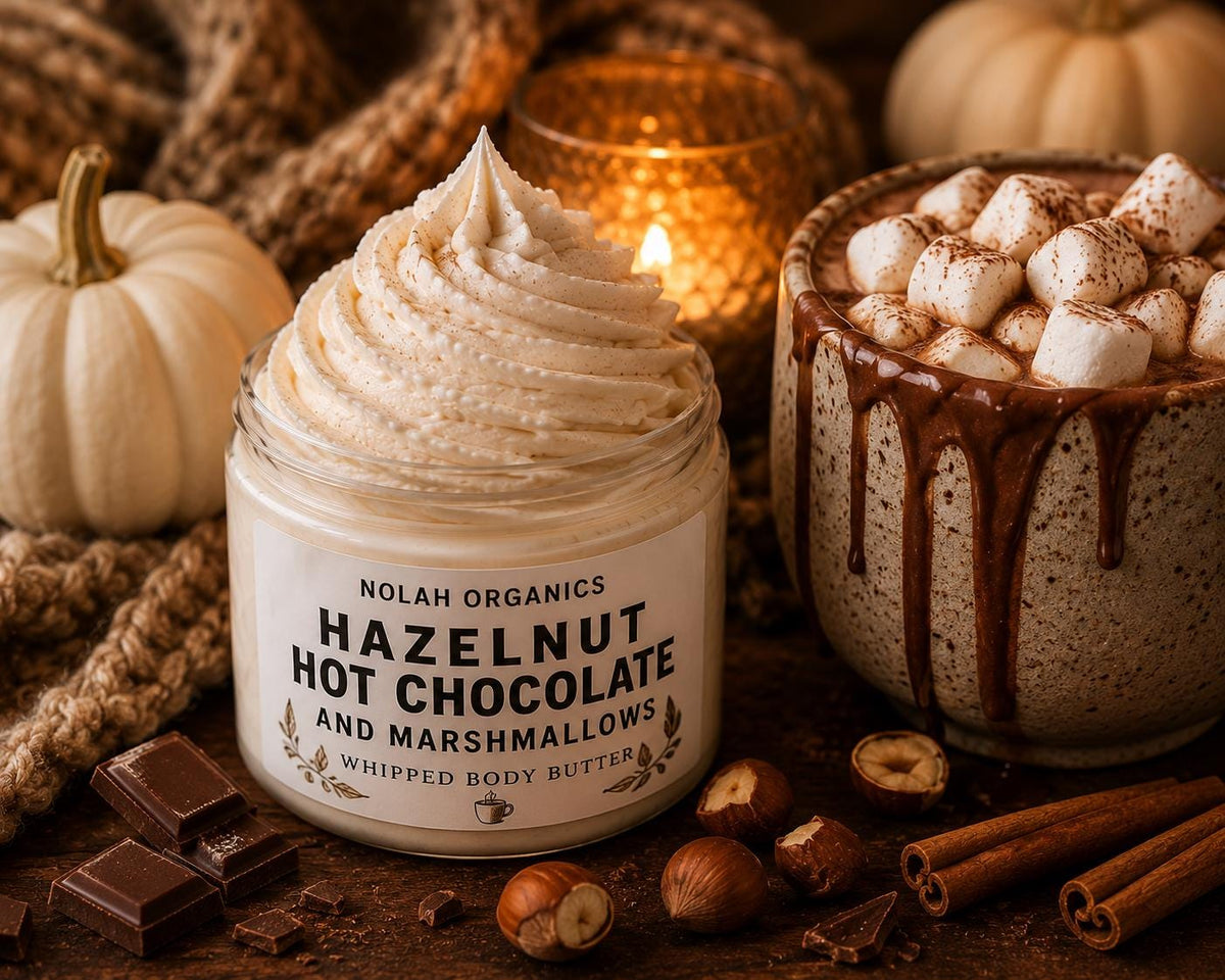 Hazelnut Hot Chocolate and Marshmallow Body Butter for dry skin