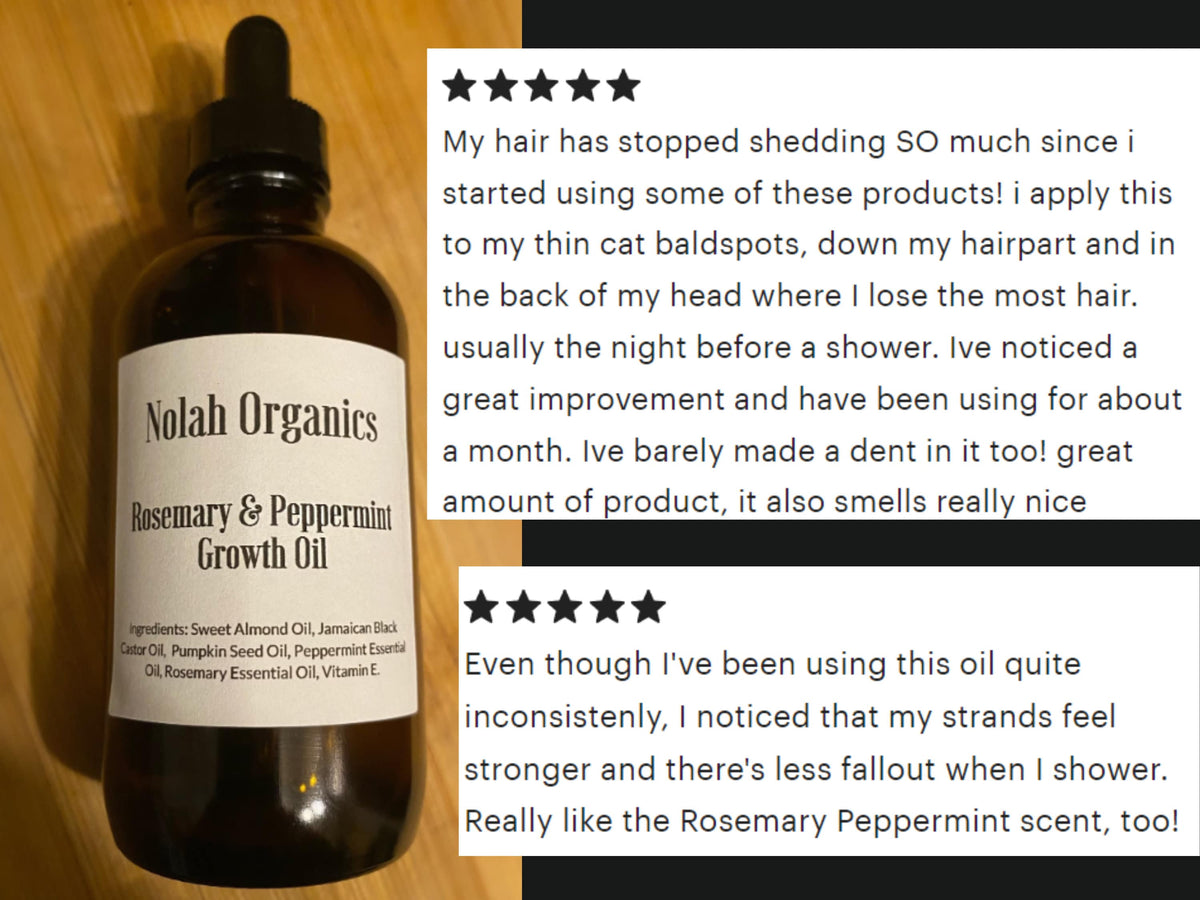 Hair Growth Oil with Rosemary, Peppermint, Black Castor Oil, 100% Natural Organic Hair Oil, 4 oz
