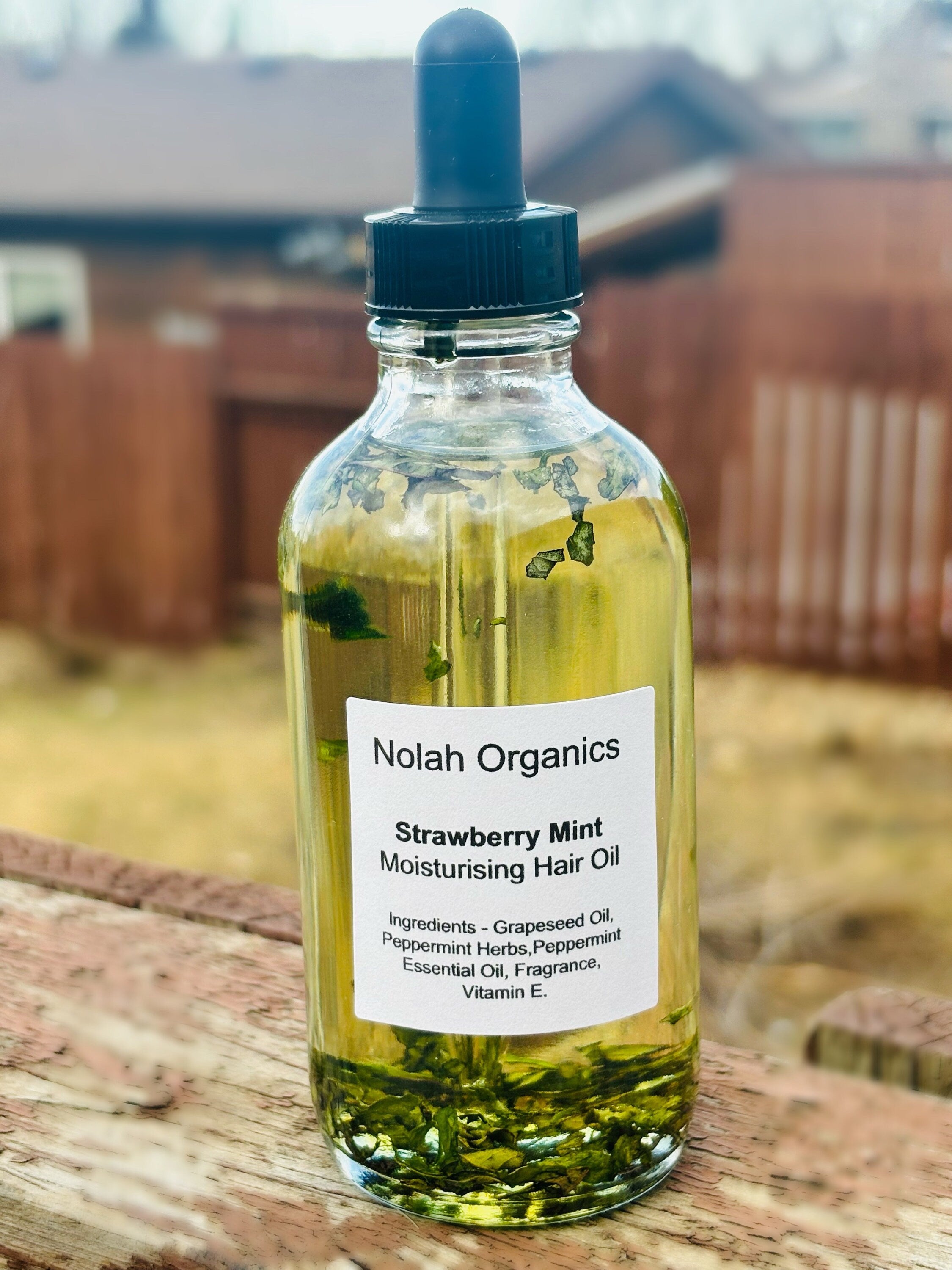 Hair Growth Oil  with Strawberry and Peppermint, 4 oz,  8 oz