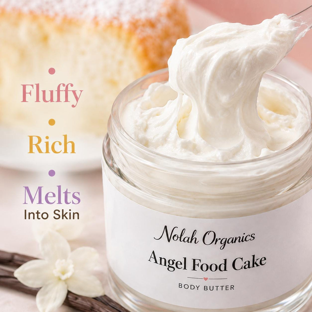 Angel Food Cake Body Butter | Whipped Body Butter for Dry Skin | Vanilla Cake Scent | Sweet Gourmand Body Moisturizer